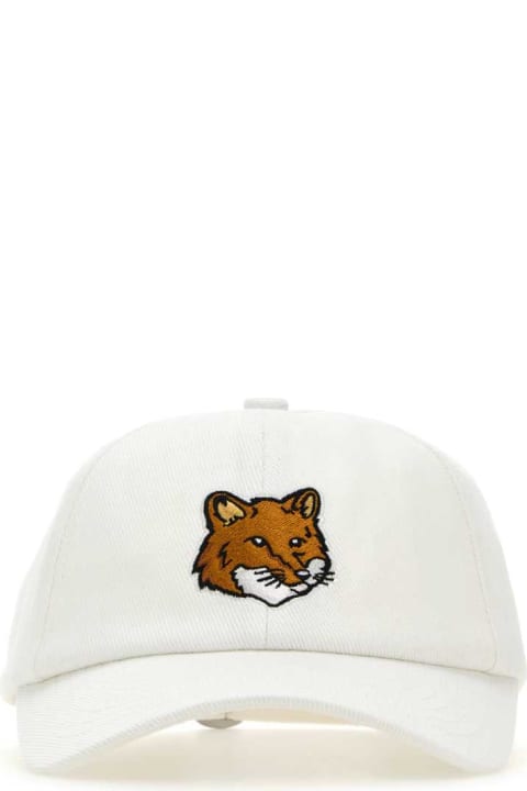 Hats for Men Maison Kitsuné White Cotton Baseball Cap