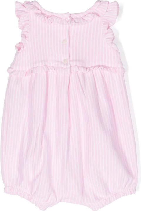Fashion for Baby Girls Ralph Lauren White And Pink Striped Romper With Pony