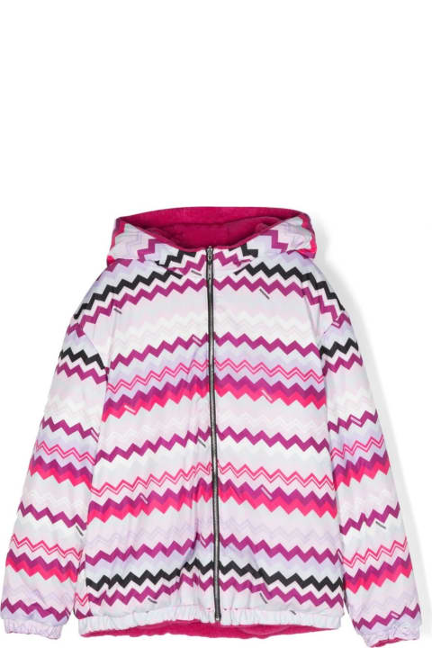 ガールズ Missoni Kidsのコート＆ジャケット Missoni Kids Pink And Fuchsia Reversible Jacket With Chevron Pattern