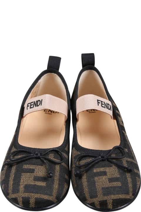 Shoes for Girls Fendi Ballet Flats For Girl With All-over Ff Logo