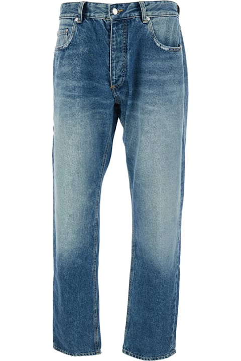 インテリア Icon Denim 'kanye' Light-blue 5-pocket Jeans With Logo Patch In Cotton Denim Man