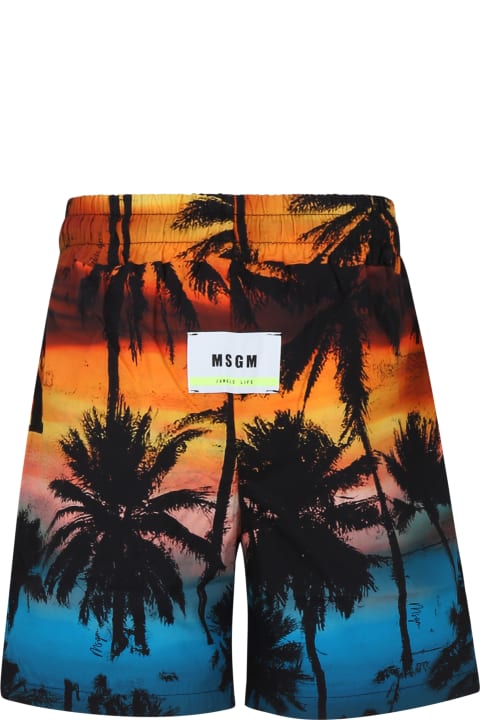 Fashion for Boys MSGM Orange Shorts For Boy With Palm Tree Print