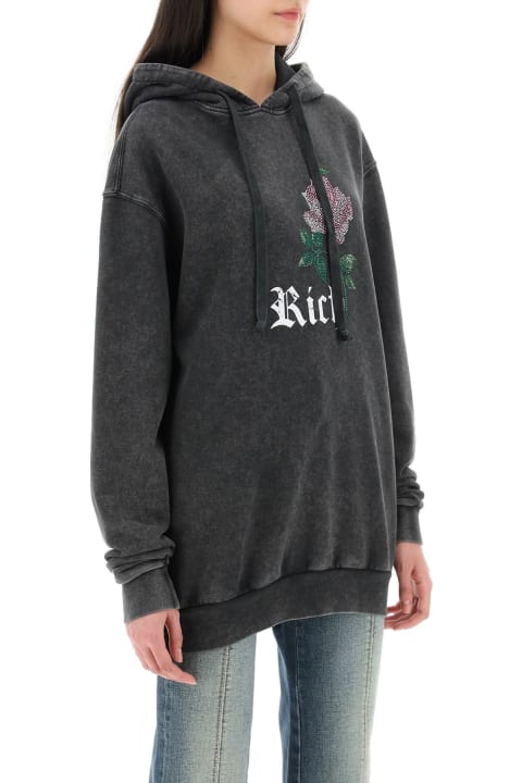 Alessandra Rich Fleeces & Tracksuits for Women Alessandra Rich 'let's Kiss Hoodie With Crystal Rose