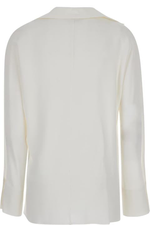 Antonelli Topwear for Women Antonelli 'elva' White Asymmetric Shirt With Cuban Collar In Silk Blend Woman