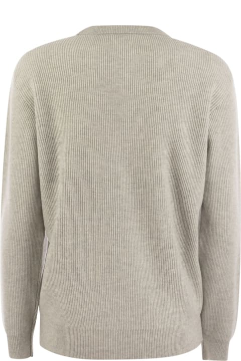 Brunello Cucinelli Sweaters for Women Brunello Cucinelli English Rib Cashmere Sweater With Monile
