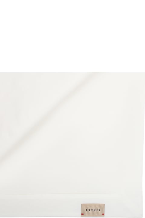 ベビーガールズ Gucciのアクセサリー＆ギフト Gucci White Blanket For Babykids With Web Detail And Logo