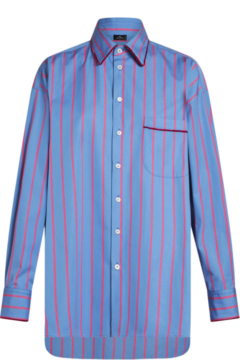 Etro for Women Etro Light Blue Striped Cotton Shirt