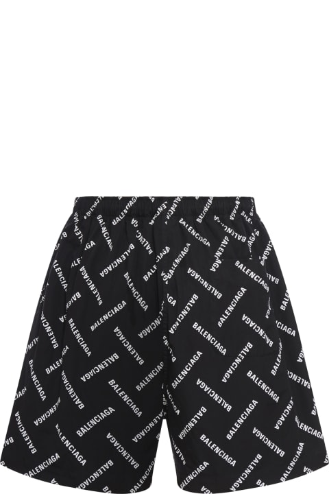 Balenciaga Pants for Men Balenciaga Pyjama Shorts Bal Diagonal Allover Poplin