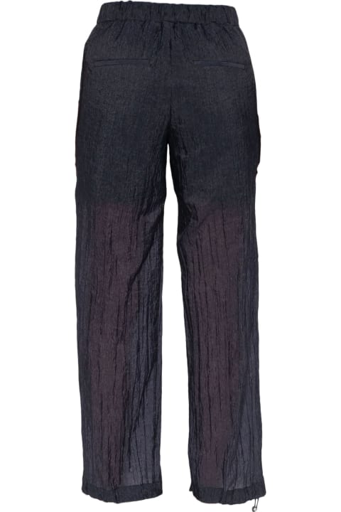 Clothing Sale for Women Peserico Midnight Blue Seersucker Straight Trousers