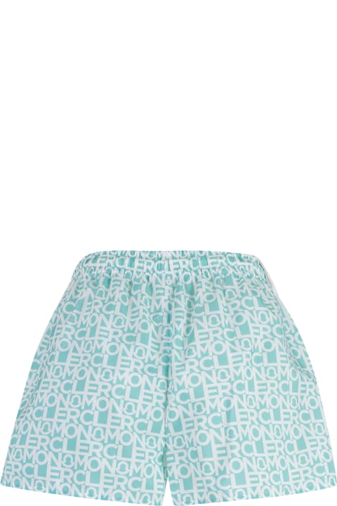 Moncler Clothing for Women Moncler Mint Green Logoed Shorts