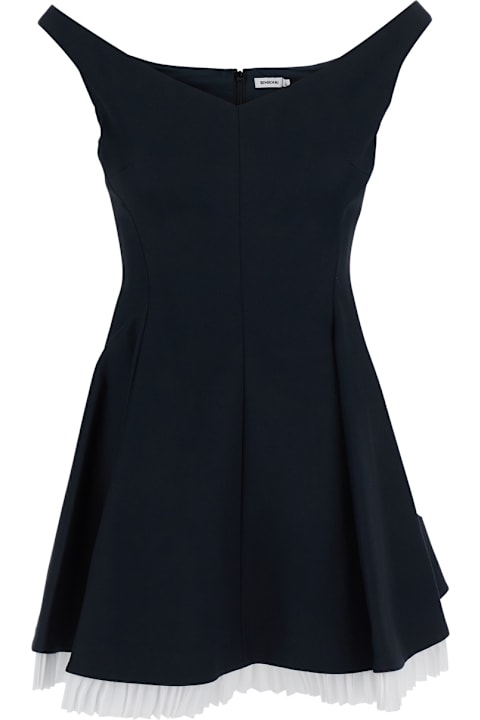 Simkhai for Men Simkhai 'dorothie' Black Off-shoulder Mini Dress With Contrasting Hem In Cotton Blend Stretch Woman