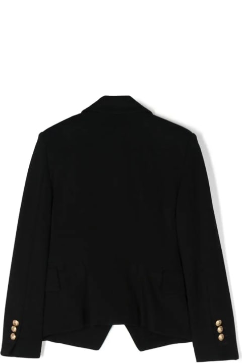 Balmain for Kids Balmain Black Double-breasted Blazer With Gold Buttons