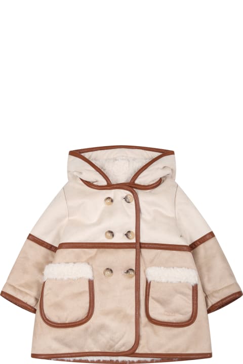 Chloé Coats & Jackets for Baby Boys Chloé Beige Coat For Baby Girl With Logo