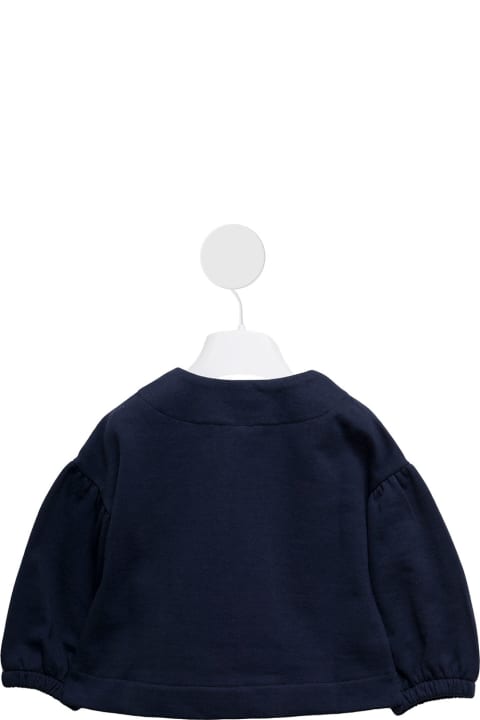 Il Gufo Topwear for Baby Boys Il Gufo Il Gufo Kids Baby Girl's Blue Cotton Sweatshirt With Puff Sleeves