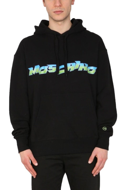 Fleeces & Tracksuits for Men Moschino Logo Printed Drawstring Hoodie