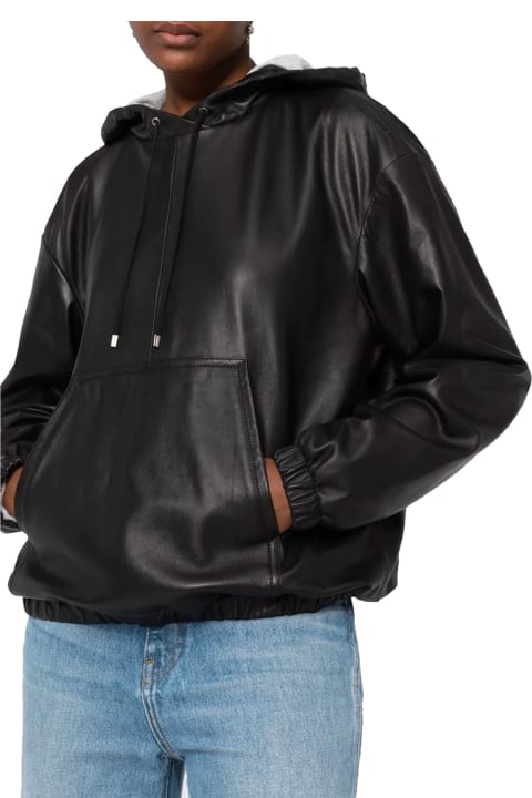 Saint Laurent Coats & Jackets for Women Saint Laurent Leather Hoodded Top