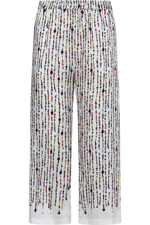 ウィメンズ MSGMのパンツ＆ショーツ MSGM White Trousers With Multicolour Bead Print