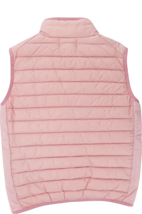Coats & Jackets for Boys Stone Island Junior Pink Down Vest With Logo Patch In Polyamide Boy