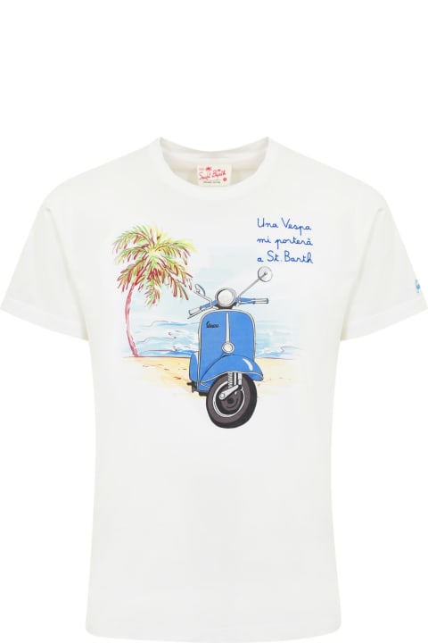 MC2 Saint Barth Men MC2 Saint Barth Special Edition Vespa T-shirt With Print And Embroidery