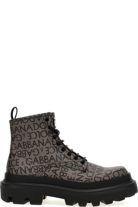 Boots for Men Dolce & Gabbana Jacquard Logo Combat Boots