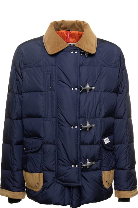 Blue Padded Jacket Four Clasps Man Fay Archive