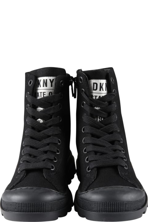 Shoes for Girls DKNY Black Sneakers For Girl With White Logo
