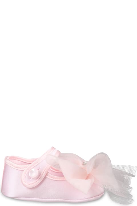 ベビーボーイズ Monnalisaのシューズ Monnalisa Pink Ballet Flats For Baby Girl With Bow