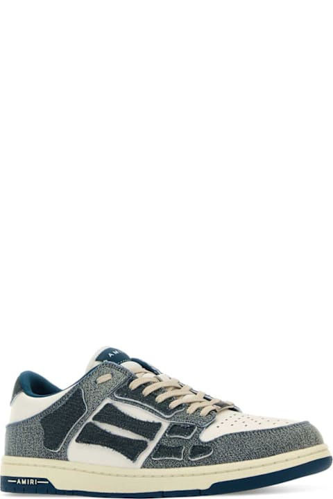 AMIRI for Men AMIRI Two-tone Denim And Leather Skel Sneakers