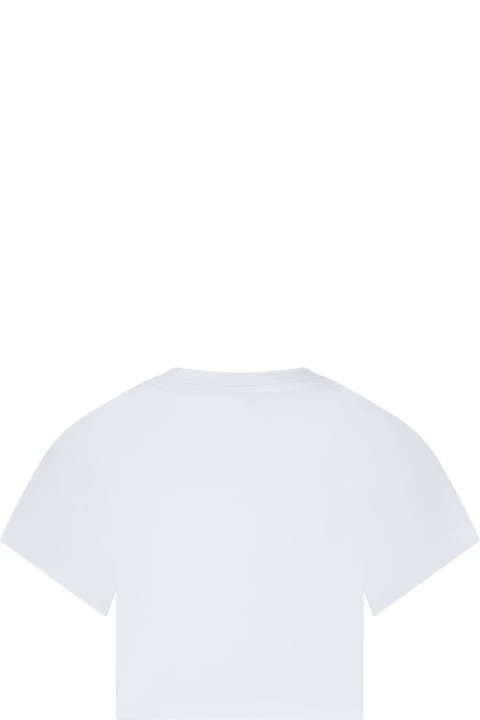Moschino for Kids Moschino White T-shirt For Girl With Multicolor Print And Logo