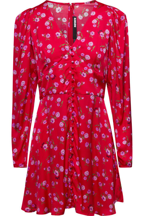 ウィメンズ新着アイテム Rotate by Birger Christensen Red Mini Dress With Floral Print In Viscose Woman