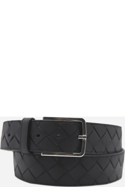 Leather Belt With Woven Pattern