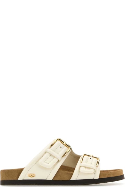Sandals for Women Valentino Garavani Ivory Leather Fussfriend Slippers