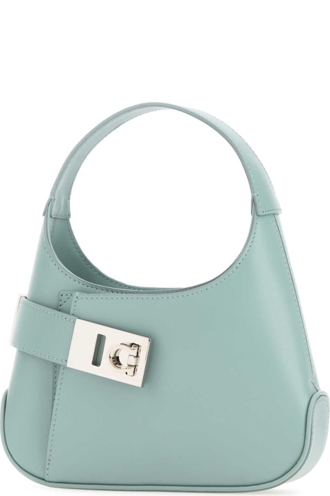 Ferragamo Bags for Women Ferragamo Powder Blue Leather Hobo Mini Handbag