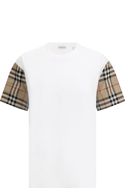 Burberry سترات لـ السيدات Burberry Check Archive Sleeve T-shirt