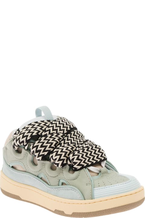 Shoes Sale for Women Lanvin 'curb' Multicolor Low-top Sneaker With Oversized Laces In Leather Woman