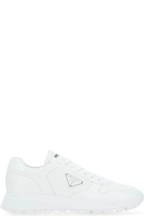 Shoes for Women Prada White Re-nylon And Leather Sneakers