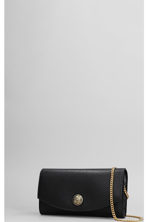 Balmain Shoulder Bags for Women Balmain Embleme Clutch In Black Leather