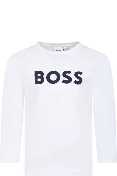 أدوات منزلية Hugo Boss White T-shirt For Boy With Logo