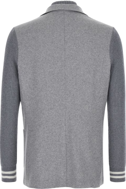 Eleventy for Men Eleventy Grey Single-breasted Jacket With Bib In Knit Man