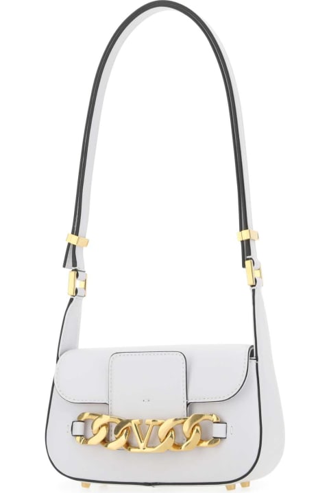 ウィメンズ新着アイテム Valentino Garavani White Leather Small Vlogo Chain Crossbody Bag