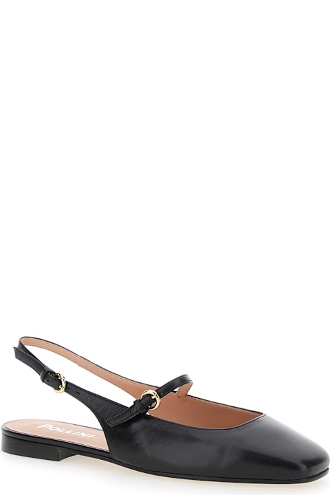 Pollini Shoes for Women Pollini Black Slingback Ballerinas With Adjustable Strap In Leather Woman