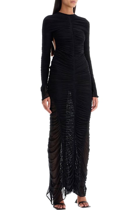 ウィメンズ Muglerのワンピース＆ドレス Mugler Ruffled Maxi Dress In Mesh Fabric