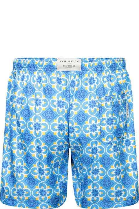 Peninsula Swimwear Clothing for Men Peninsula Swimwear Blue And Yellow Boxer Swim Shorts
