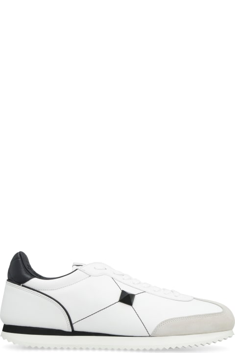 Valentino Garavani for Men Valentino Garavani White Low Top Sneakers In Calf Leather And Nappa Leather