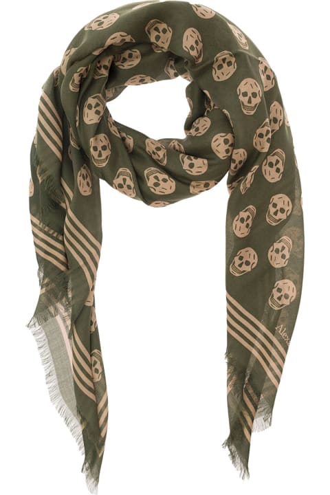 Scarves for Men Alexander McQueen Scarf With Skull And Logo Print
