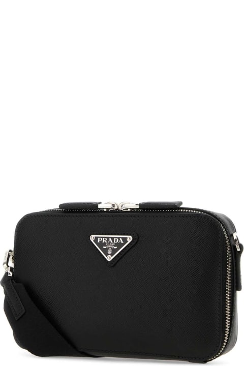 Prada Shoulder Bags for Women Prada Black Leather Brique Crossbody Bag