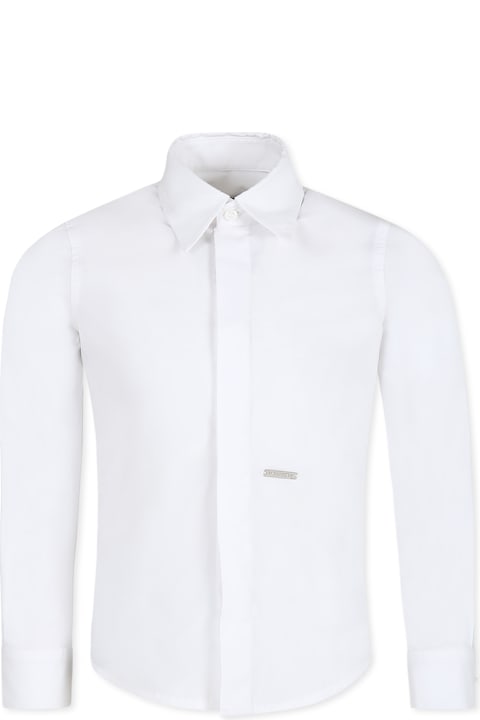 Dsquared2 Shirts for Boys Dsquared2 White Shirt For Boy With Logo