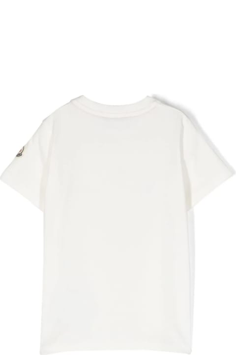 T-Shirts & Polo Shirts for Baby Boys Moncler White T-shirt With Teddy Bear Patch
