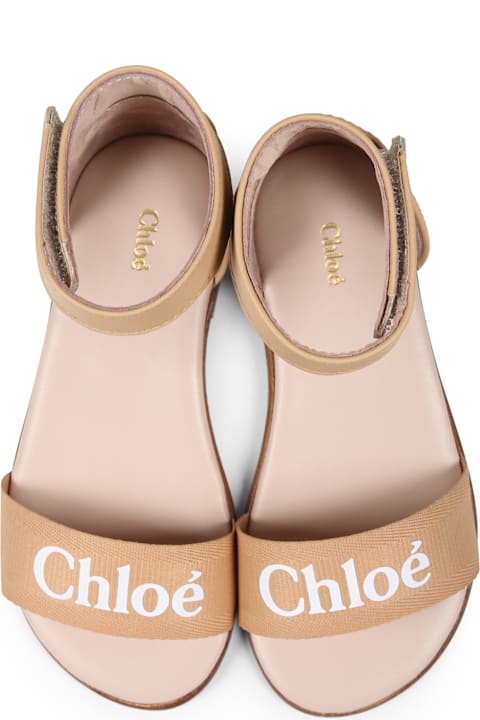 Chloé Shoes for Girls Chloé Beige Sandals For Girl With Logo