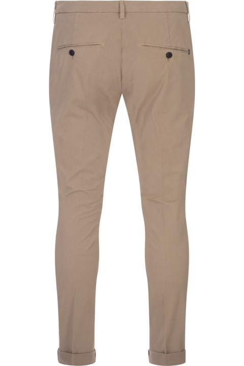 Pants for Men Dondup Gaubert Slim Trousers In Hazelnut Light Gabardine